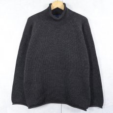 画像1: 2000's J.CREW ロールネック ウールニットセーター BLACK M (1)