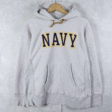 画像1: 80's Champion REVERSE WEAVE トリコタグ USA製 "NAVY" プリントスウェットフーディー M (1)