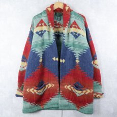 画像1: LAUREN Ralph Lauren ネイティブ柄 ウールニットガウン M (1)