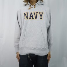 画像2: 80's Champion REVERSE WEAVE トリコタグ USA製 "NAVY" プリントスウェットフーディー M (2)