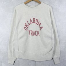 画像1: 70's Champion REVERSE WEAVE 赤単色タグ USA製 "OKLAHOMA TRACK" 染み込みプリントスウェット L (1)