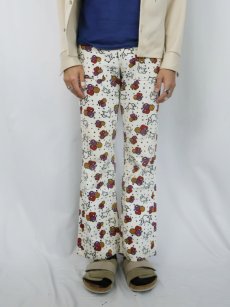 画像2: 70's Wrangler × Peter Max USA製 総柄 コットンフレアパンツ W28 (2)