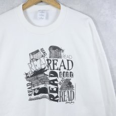 画像1: 2000's Edward Gorey "READ" イラストプリントスウェット XL (1)