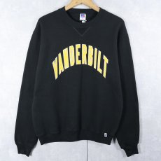 画像1: 80's RUSSELL ATHLETIC USA製 "VANDERBILT" 前V プリントスウェット BLACK M (1)