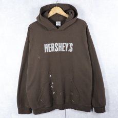 画像1: HERSHEY'S お菓子企業 ロゴプリントスウェットフーディー BROWN L (1)