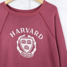 画像1: 80's Champion トリコタグ USA製 "HARVARD" プリントラグランスウェット XL (1)
