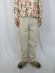 画像3: 30〜40's ピンストライプ柄 コットンスラックス W31 (3)