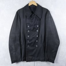 画像1: VINTAGE チンスト付き コットンPコート BLACK (1)