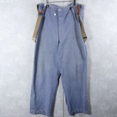 画像1: 40〜50's SWISS ARMY サスペンダー付き デニムオーバーパンツ W37 (1)