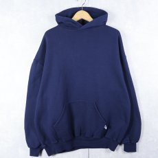 画像1: 90's RUSSELL ATHLETIC USA製 無地スウェットフーディー NAVY XL (1)