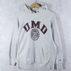 画像1: 90's Champion REVERSE WEAVE USA製 トリコタグ "UMD" プリントスウェットフーディー XL (1)