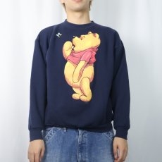 画像2: 90's Disney くまのプーさん USA製 キャラクタープリントスウェット NAVY L (2)
