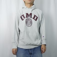 画像2: 90's Champion REVERSE WEAVE USA製 トリコタグ "UMD" プリントスウェットフーディー XL (2)