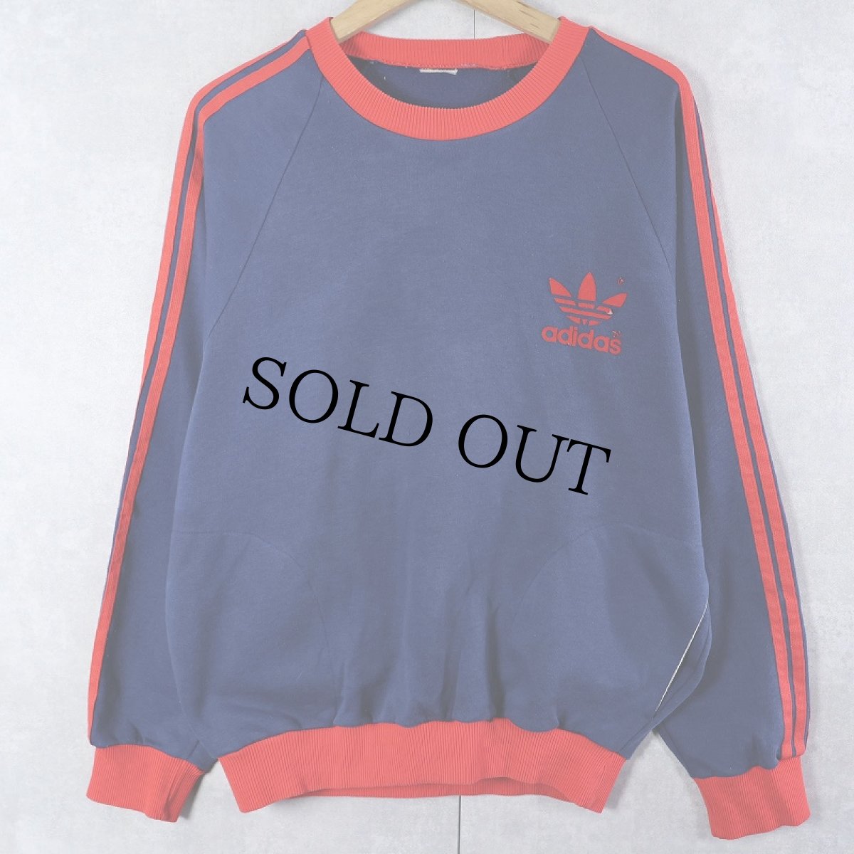 画像1: 80's adidas フロッキープリント ポケ付きスウェット (1)