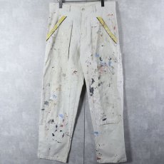 画像1: ペンキペイント ダブルニー コットンツイル ペインターパンツ W34 (1)