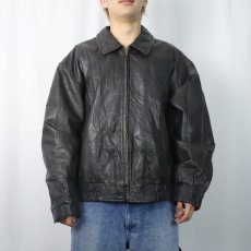 画像2: 90's ST. JOHN'S BAY 裏キルティング レザージャケット BROWN XL (2)