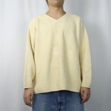 画像2: 90's GAP リブ編み Vネック コットンニットセーター L (2)
