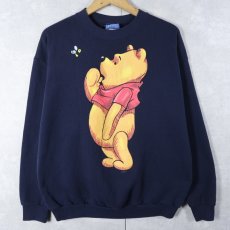 画像1: 90's Disney くまのプーさん USA製 キャラクタープリントスウェット NAVY L (1)