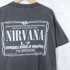 画像2: 90's NIRVANA × Pablo Picasso "BOSNIA BENEFIT" ロックバンドプリントTシャツ BLACK XL (2)