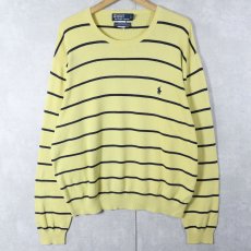画像1: POLO Ralph Lauren ボーダー柄 ピマコットン ニットセーター XL (1)