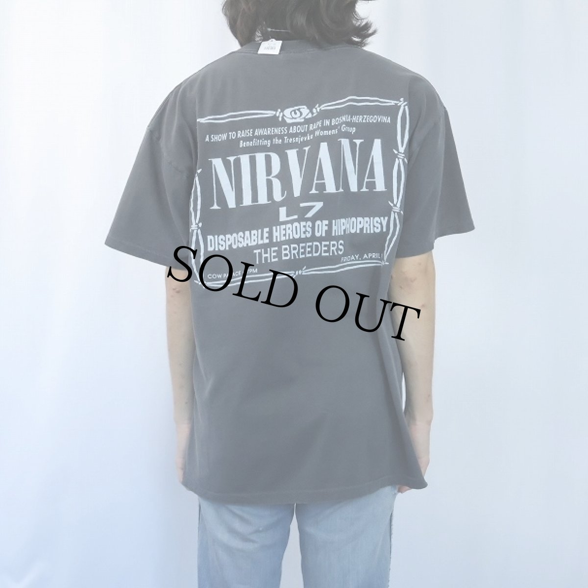 画像4: 90's NIRVANA × Pablo Picasso "BOSNIA BENEFIT" ロックバンドプリントTシャツ BLACK XL (4)