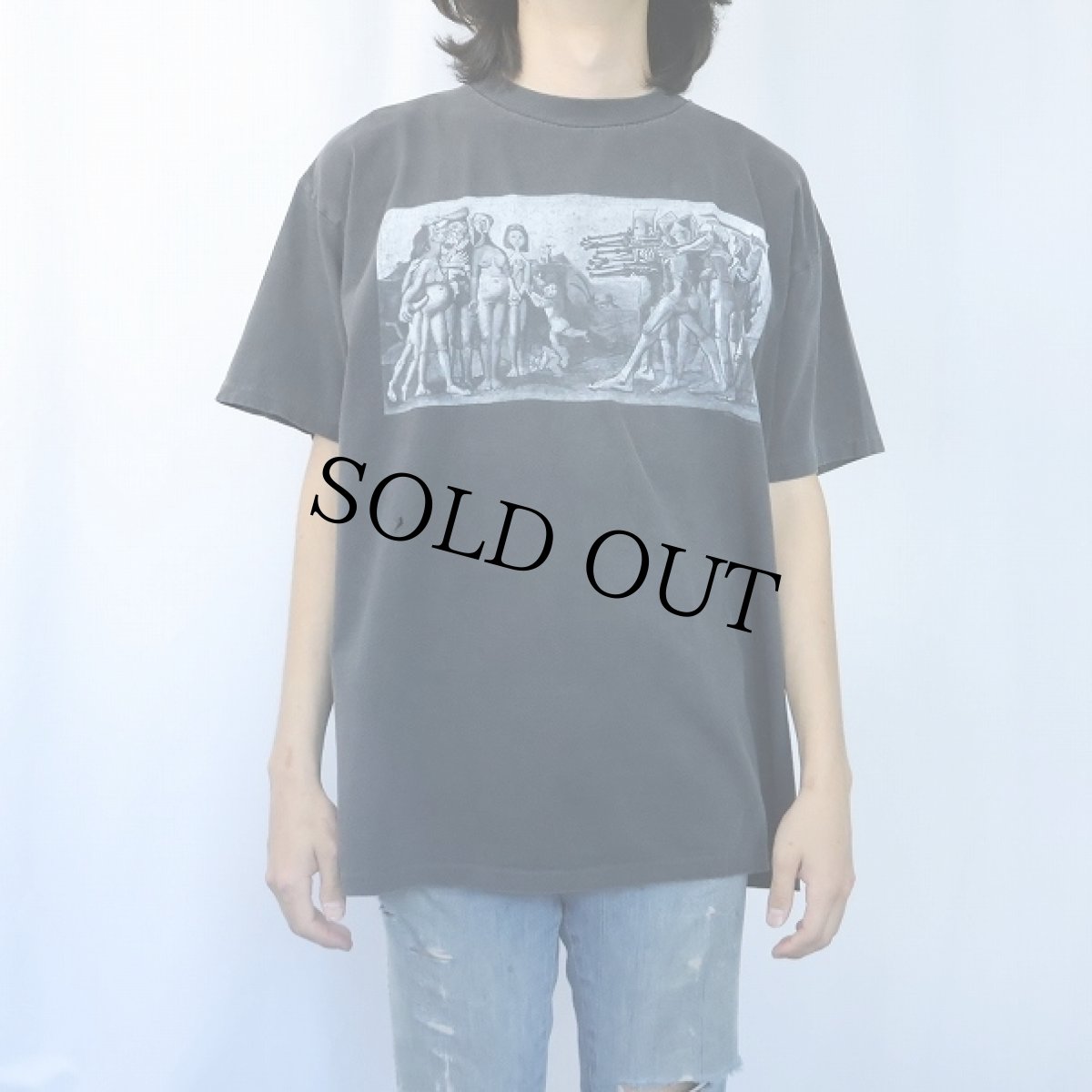 画像3: 90's NIRVANA × Pablo Picasso "BOSNIA BENEFIT" ロックバンドプリントTシャツ BLACK XL (3)