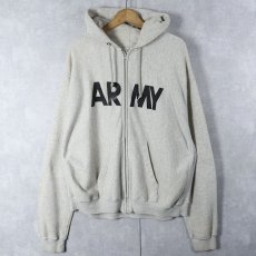画像1: 90's U.S.ARMY PFU ロゴプリント スウェットジップパーカー X-LARGE (1)