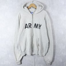 画像1: 80〜90's Champion USA製 青刺繍タグ中期 "ARMY" スウェットジップパーカー XL (1)