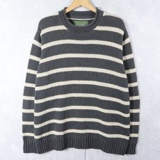 画像1: Eddie bauer ボーダー柄 コットンニットセーター XL (1)