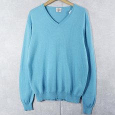 画像1: Feine Cashmere Vネック カシミアニットセーター L (1)