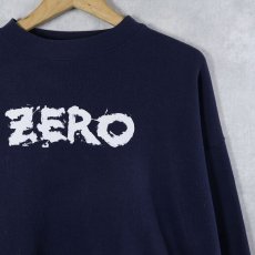 画像1: 90's USA製 "ZERO" プリントスウェット NAVY XL (1)