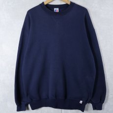 画像1: 90's RUSSELL ATHLETIC USA製 前V 無地スウェット NAVY XL (1)