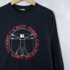 画像1: ウィトルウィウス的人体図 パロディプリントロンT BLACK (1)