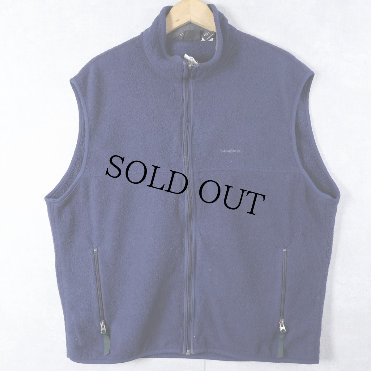 画像1: 90's Patagonia USA製 ロゴ刺繍 シンチラフリースベスト NAVY XL (1)