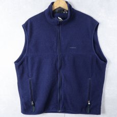 画像1: 90's Patagonia USA製 ロゴ刺繍 シンチラフリースベスト NAVY XL (1)