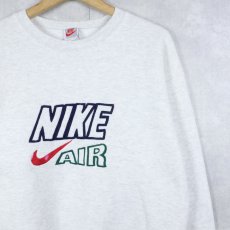 画像1: 90's NIKE 銀タグ USA製 ロゴ刺繍スウェット L (1)