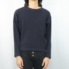 画像2: 90's BANANA PEPUBLIC USA製 エルボーパッチ付き メリノウールニットセーター NAVY L (2)