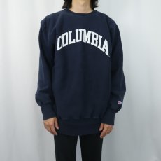 画像2: 90's Champion REVERSE WEAVE "COLUMBIA" プリントスウェット NAVY XL (2)