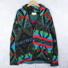 画像1: DENIM & SUPPLY RALPH LAUREN ネイティブ柄 ショールカラー コットンニットカーディガン L (1)