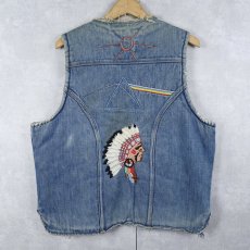 画像2: 80's Wrangler USA製 刺繡入り ボアライナー デニムベスト (2)