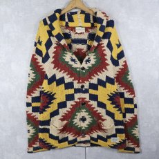 画像1: DENIM & SUPPLY RALPH LAUREN ネイティブ柄 ショールカラー コットン×リネンニットカーディガン L (1)