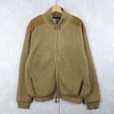 画像1: ORVIS 切り替えデザイン コットンニットジップジャケット L (1)