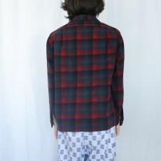 画像3: 50's PENDLETON オンブレーチェック柄 ウールオープンカラーシャツ M (3)