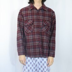 画像2: 70's PENDLETON USA製 チェック柄 ウールオープンカラーシャツ XL (2)