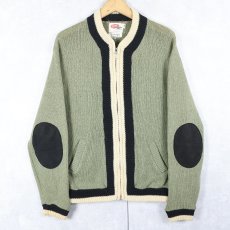 画像1: 60's Rugby Sportswear ウールニット ジップカーディガン M (1)