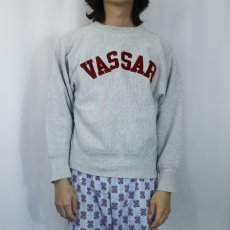 画像2: 80's Champion REVERSE WEAVE USA製 トリコタグ "VASSAR" フロッキープリントスウェット M (2)