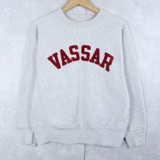 画像1: 80's Champion REVERSE WEAVE USA製 トリコタグ "VASSAR" フロッキープリントスウェット M (1)