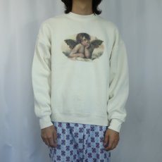 画像2: 90's Raffaello USA製 "二人の天使" アートプリントスウェット L (2)