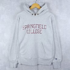 画像1: 80's Champion REVERSE WEAVE USA製 トリコタグ "SPRINGFIELD COLLEGE" プリントスウェットフーディー L (1)