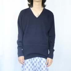 画像2: 50's School Sweater ウールニットセーター NAVY (2)